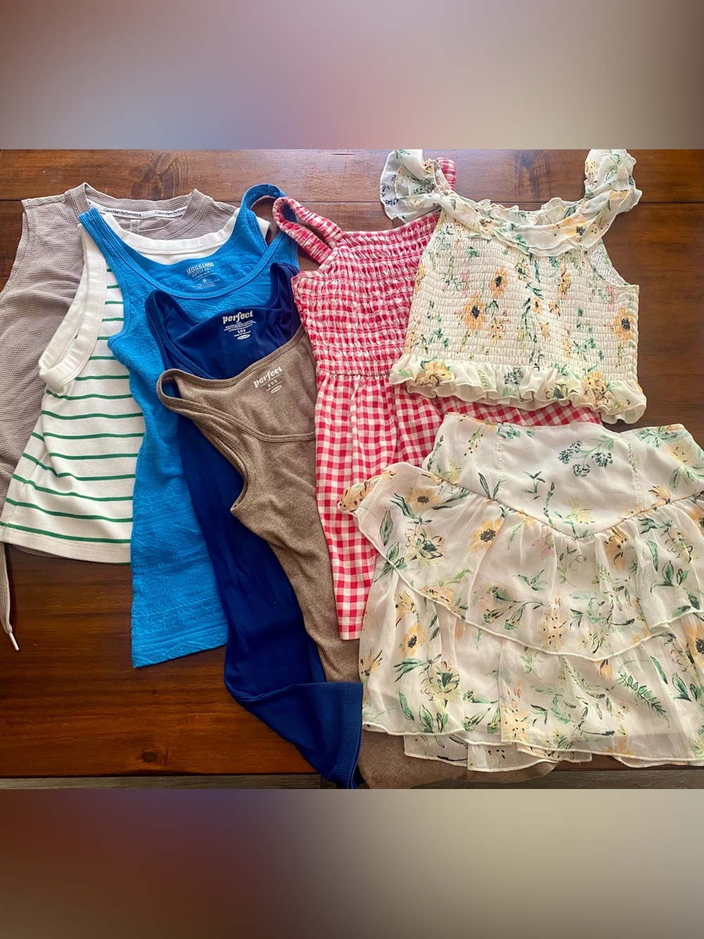 Summer Essentials Bundle - 6 Tanks, 1 Matching Two-Piece Set: JUNIOR SIZES